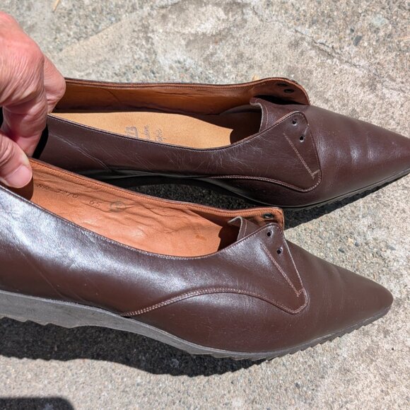Vintage Shoes Brown Flats Pointy toe German Görtz Womens 10.5 - Picture 7 of 8